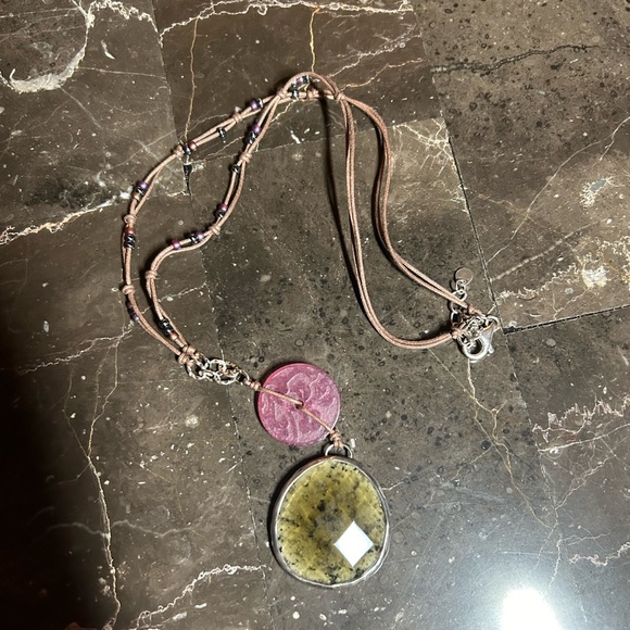 Silpada Etched Quartzite, Marble, Glass Sterling Silver Necklace - Picture 2 of 5